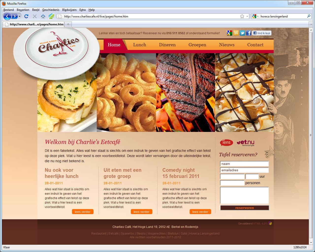 Voorbeeld Charlie's Eetcafe
