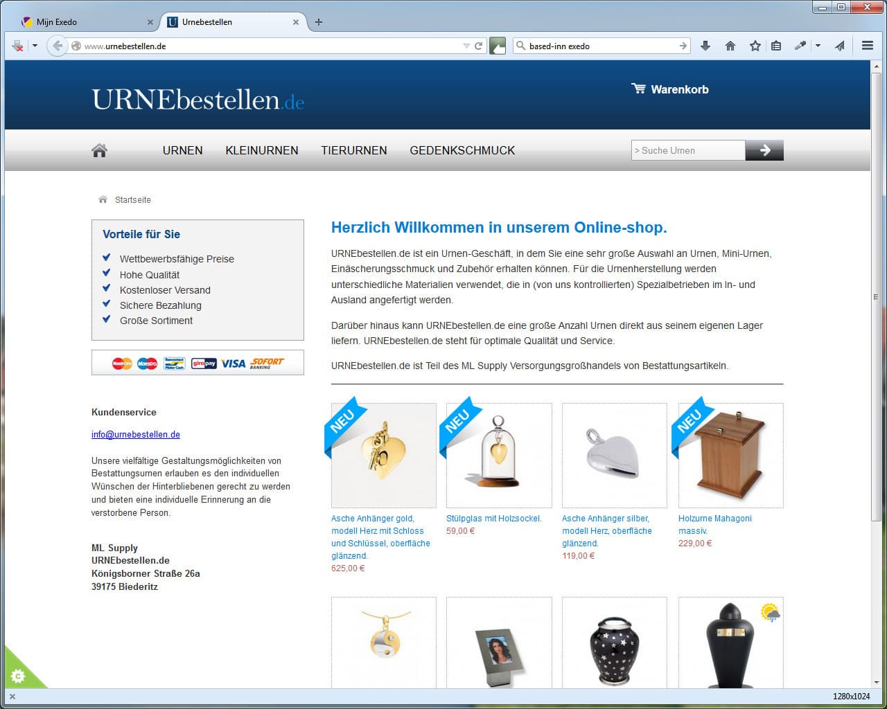 Voorbeeld Urnebestellen