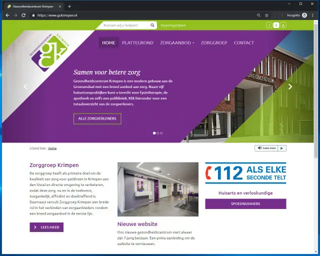 Website Gezondheidscentrum Krimpen